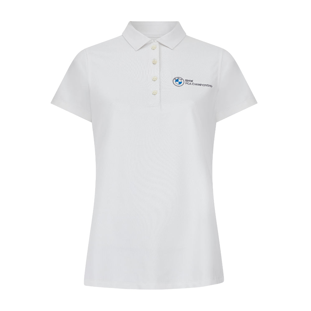 BMW PGA Championship Women's Peter Millar White Polo - Front