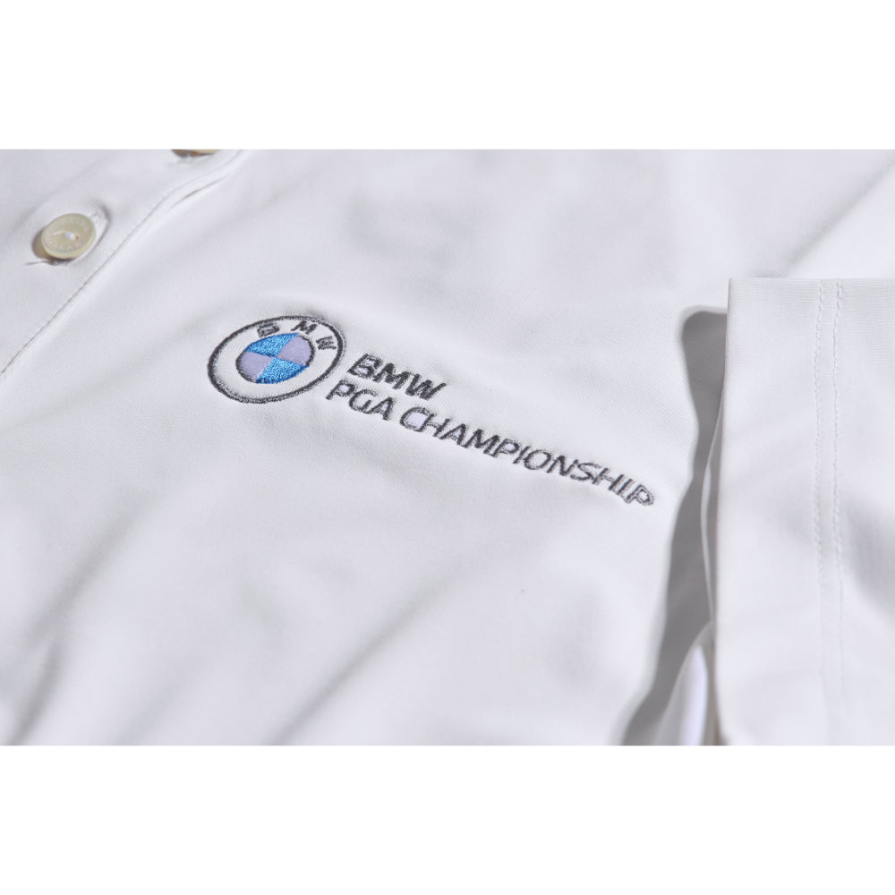 BMW PGA Championship Women's Peter Millar White Polo - Badge Close-up