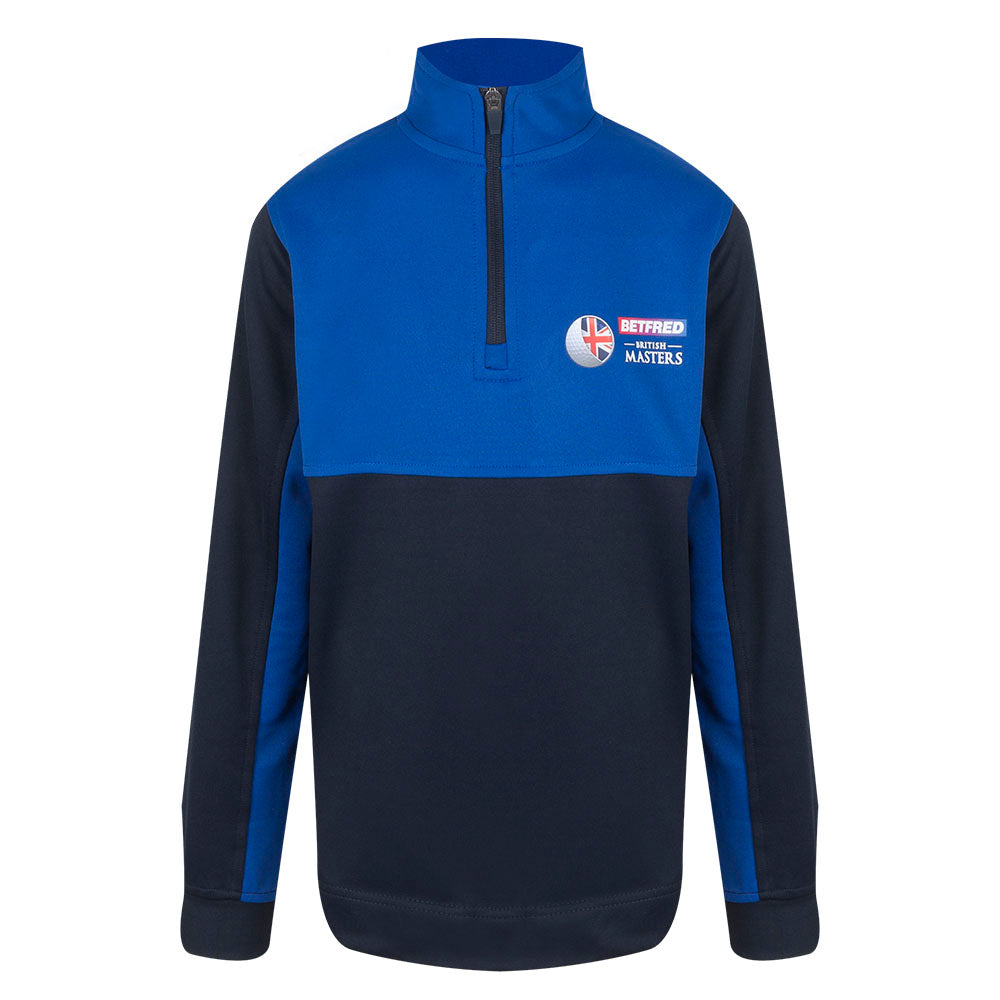 British Masters Youth Navy 1/4 Zip Mid Layer - Front