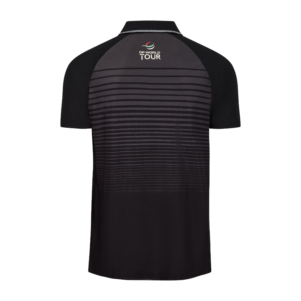 Amgen Irish Open Men's Black Striped Polo Shirt Back