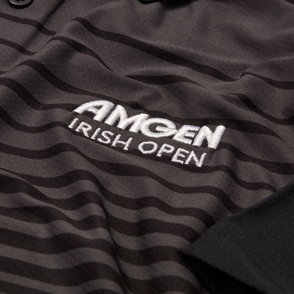 Amgen Irish Open Men&#39;s Black Striped Polo Shirt Detailed