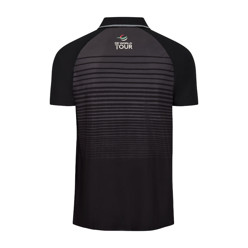 Amgen Irish Open Men's Black Striped Polo Shirt Front