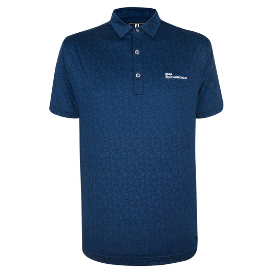 BMW PGA Championship FootJoy Men's Floral Print Navy Polo Shirt