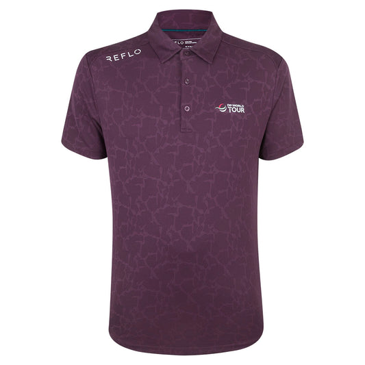 DP World Tour Reflo Men's Red All Over Printed Polo Shirt