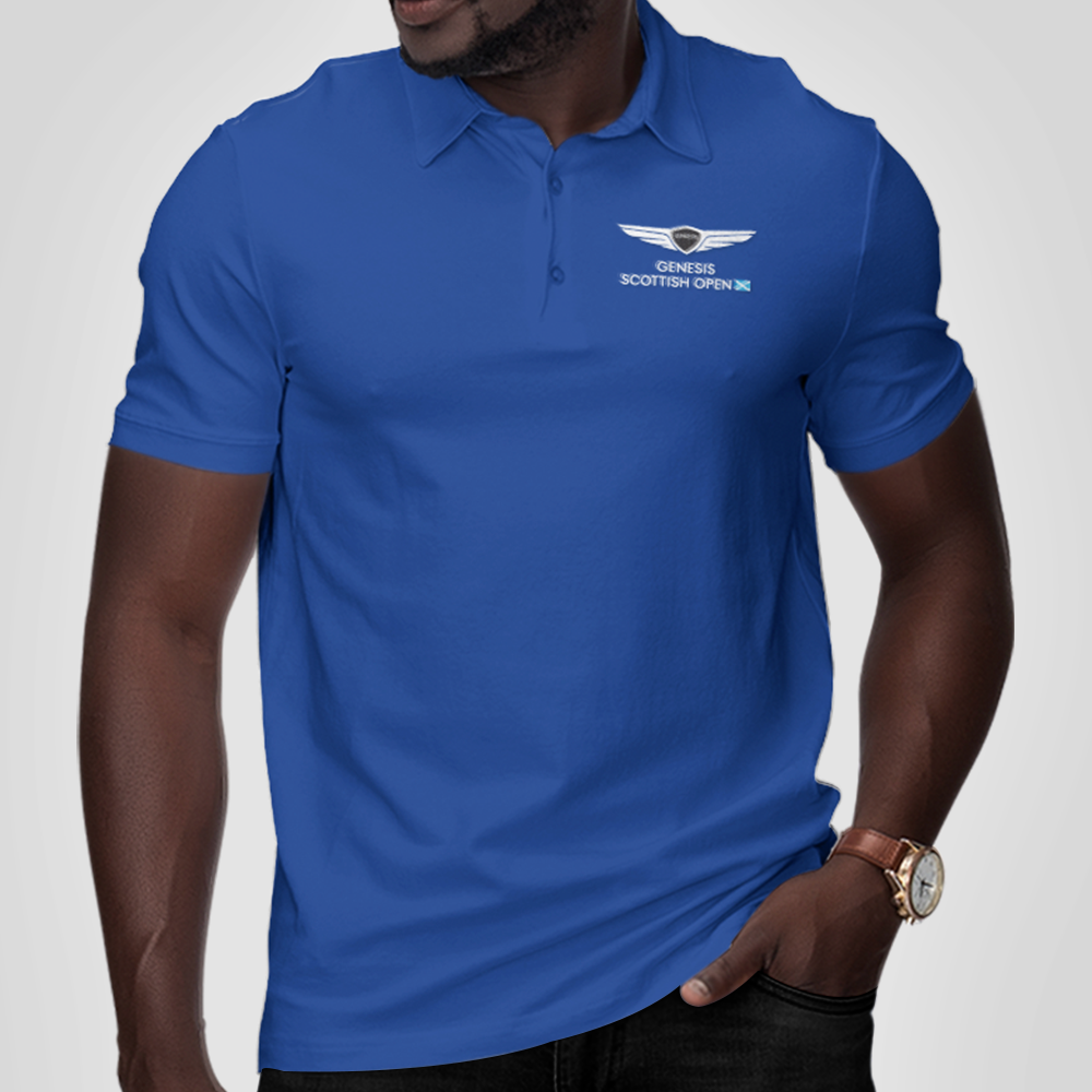 Genesis Scottish Open Men's Royal Blue Polo Shirt Model