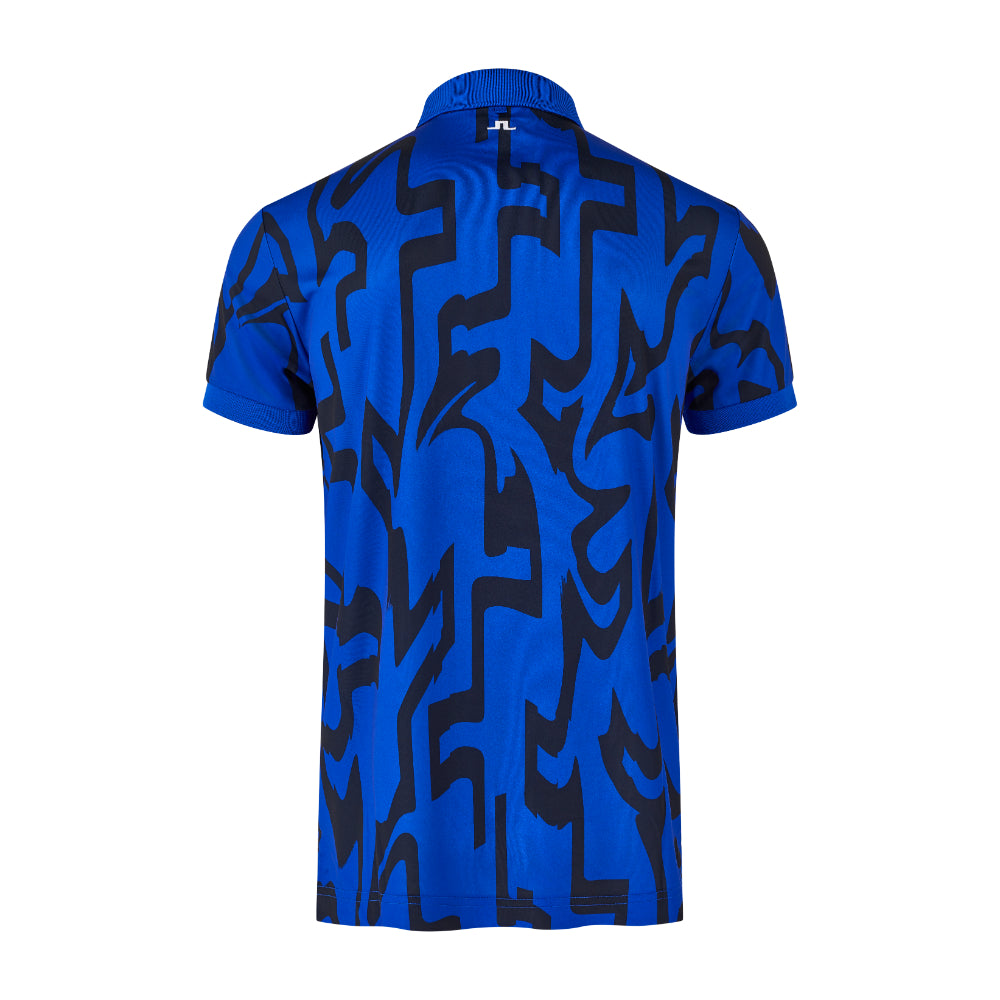 BMW PGA Championship J.Lindeberg Men's Blue Tour Tech Print Polo Shirt