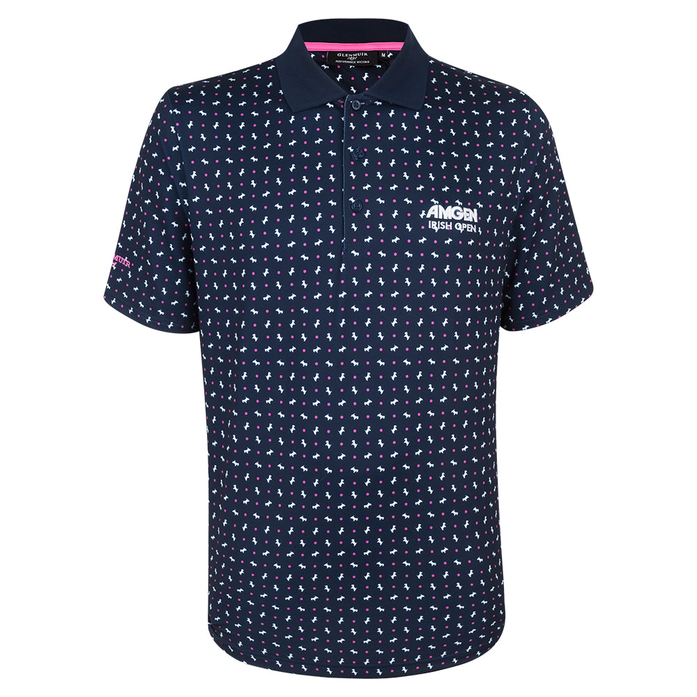 Amgen Irish Open Glenmuir Men's Navy Print Polo Shirt