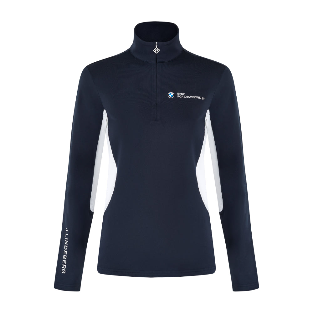 BMW PGA Championship J.Lindeberg Women's Navy Cookies 1/4 Zip Mid Layer