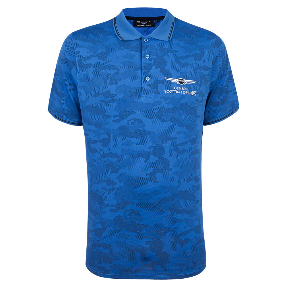 Genesis Scottish Open Glenmuir Men's Blue Camo Polo Shirt