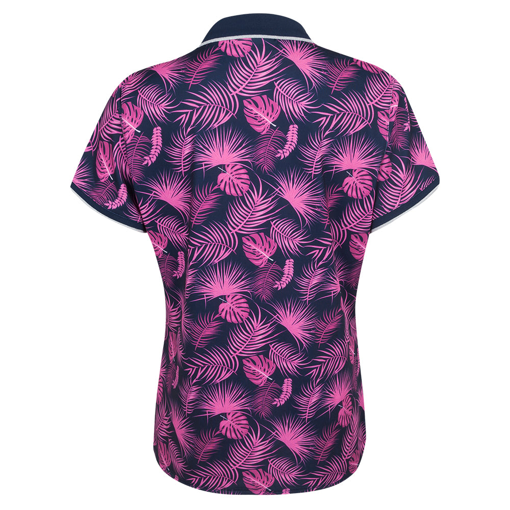 Genesis Scottish Open Glenmuir Women's Navy Tropical Print Polo Shirt