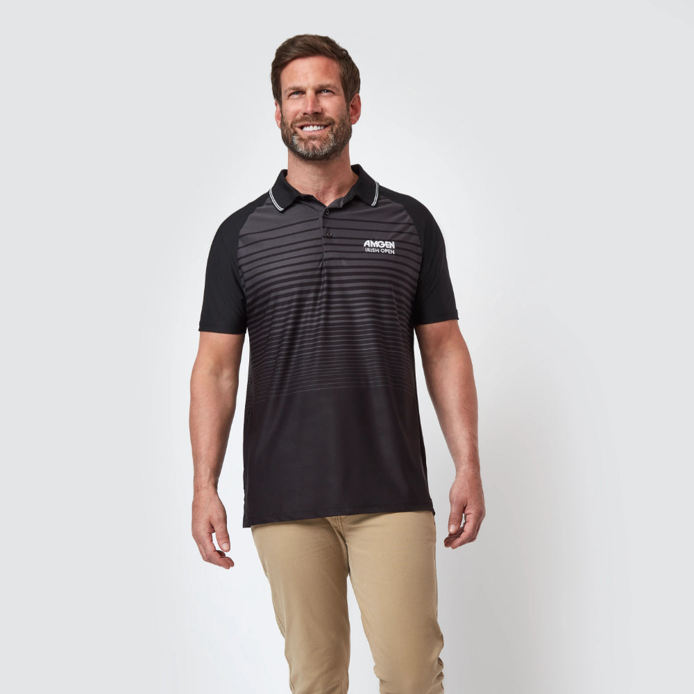 Amgen Irish Open Men's Black Striped Polo Shirt