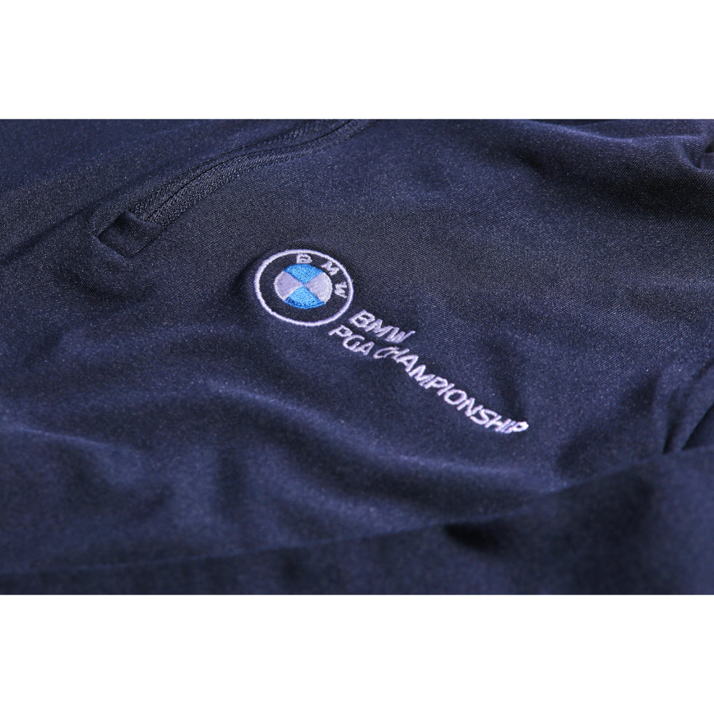 BMW PGA Championship Women's Navy 1/4 Zip Mid Layer - Badge Close-up