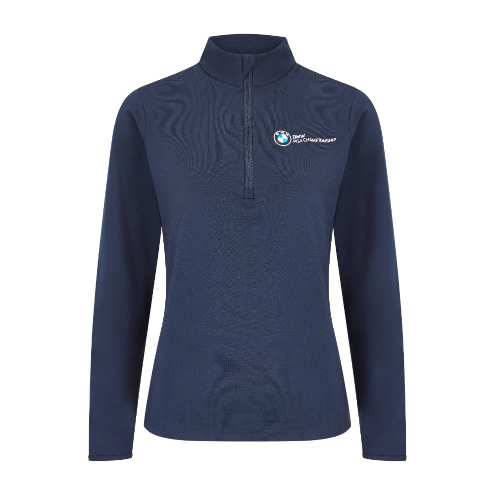 BMW PGA Championship Women's Navy 1/4 Zip Mid Layer - Front