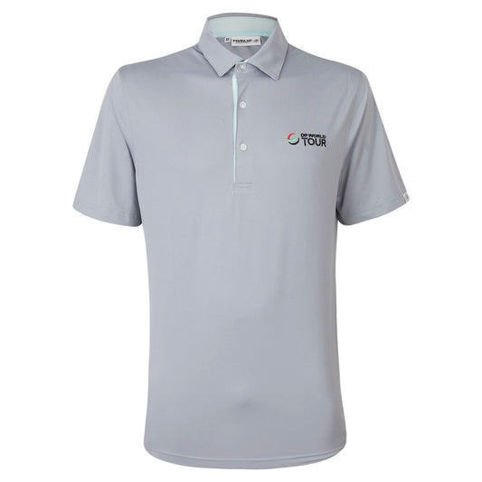 Mens DP World Tour Contrast Polo Shirt - Grey - Front