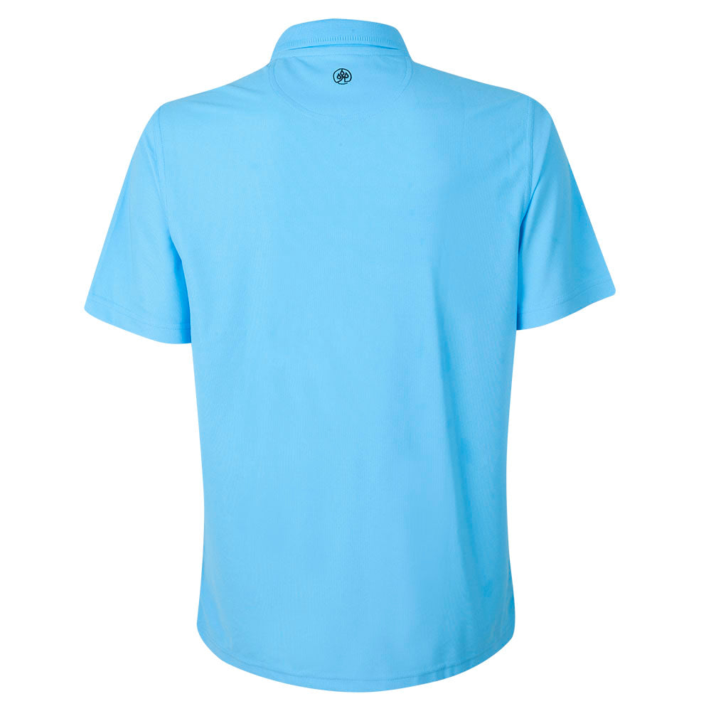 Mens DP World Tour Pique Polo Shirt - Blue - Back