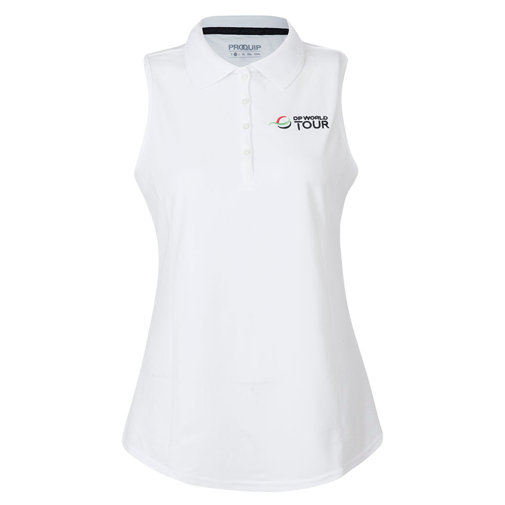 Women's DP World Tour Sleeveless Polo - White - Front