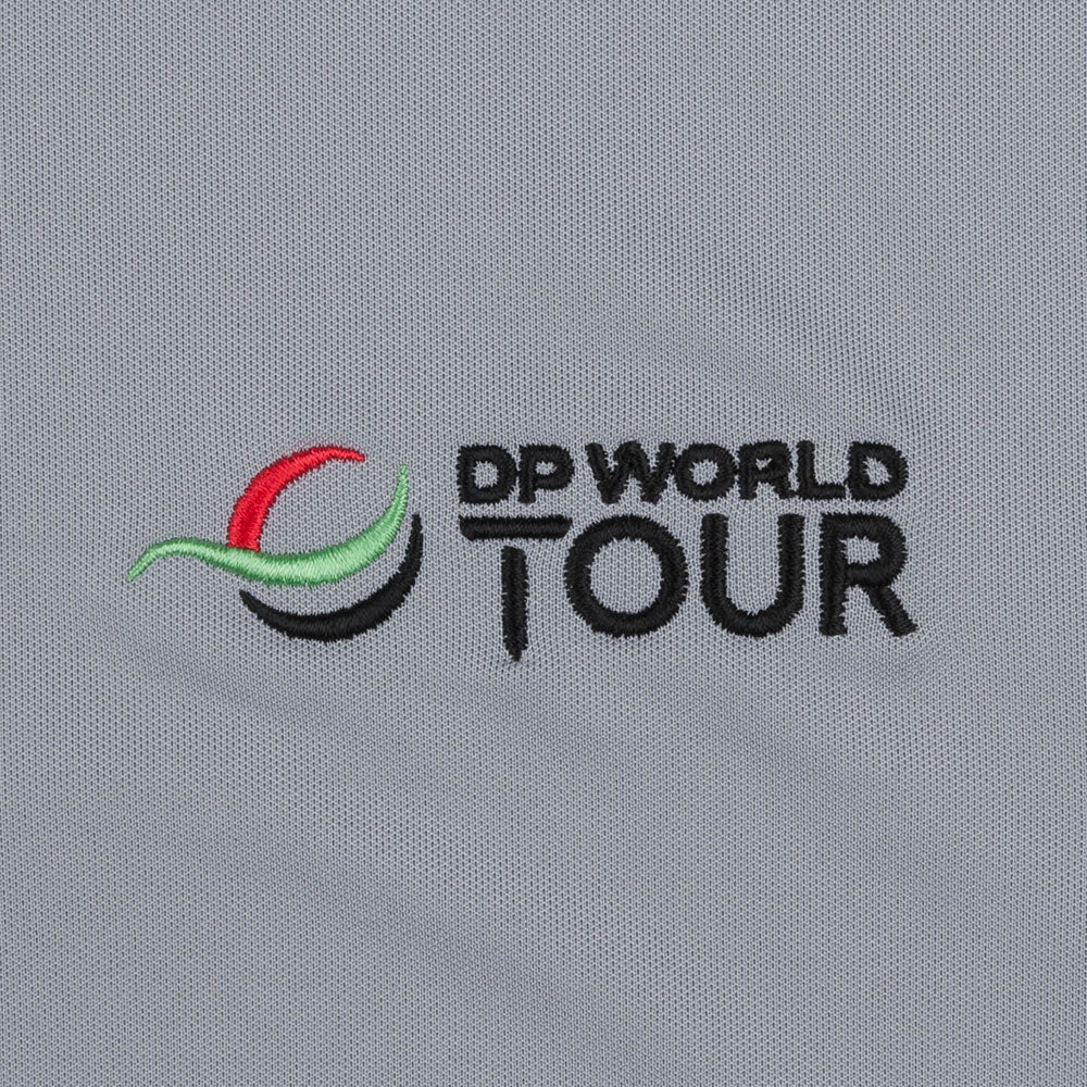 Mens DP World Tour Contrast Polo Shirt - Grey - Badge Close-up