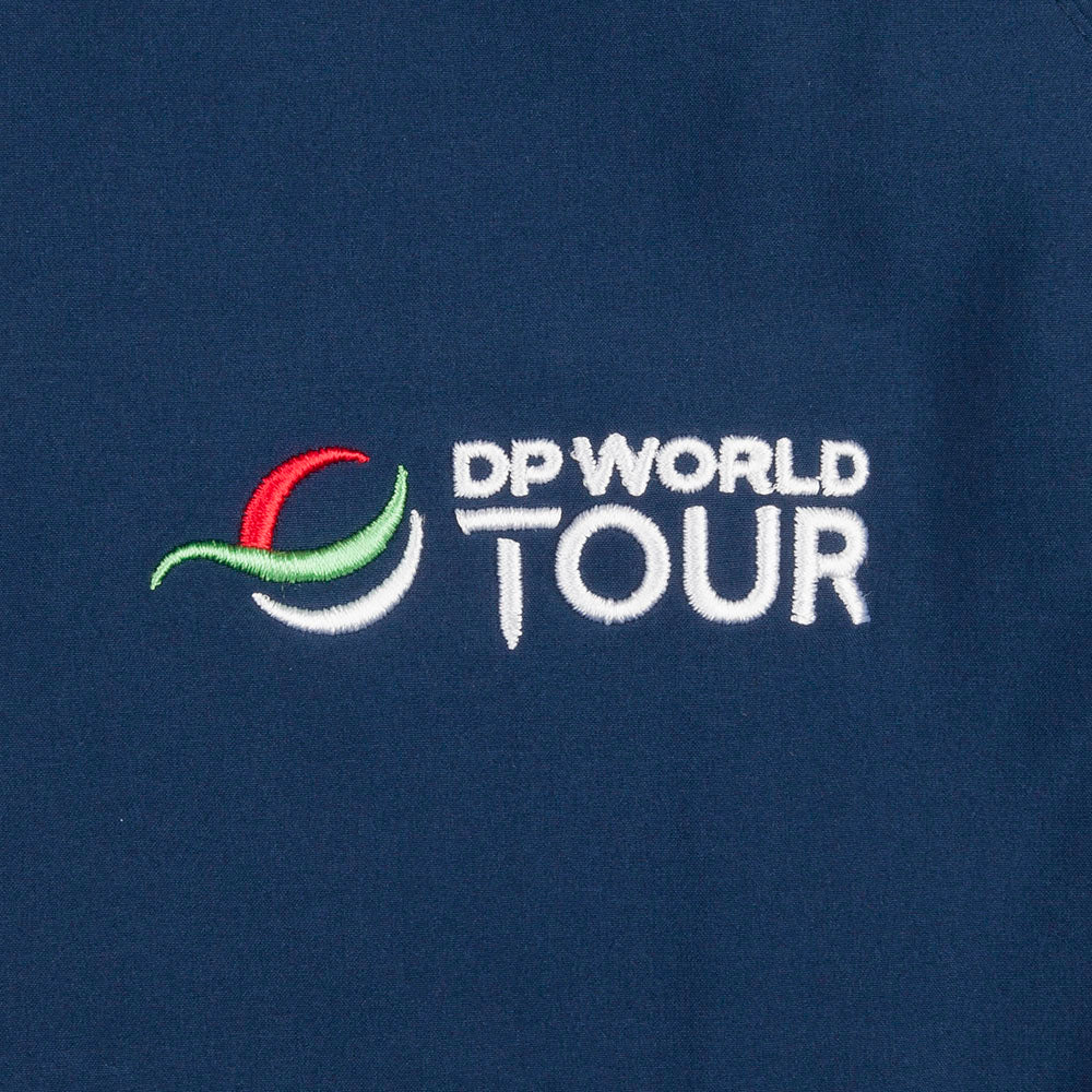 Mens DP World Tour Long Sleeve Wind Jacket - Navy/royal - Badge Close-up