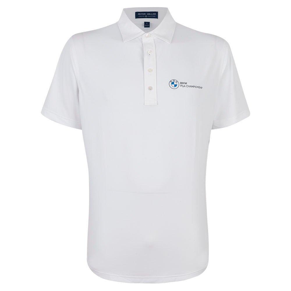 BMW PGA Championship Peter Millar Men's White Mesh Polo - Front