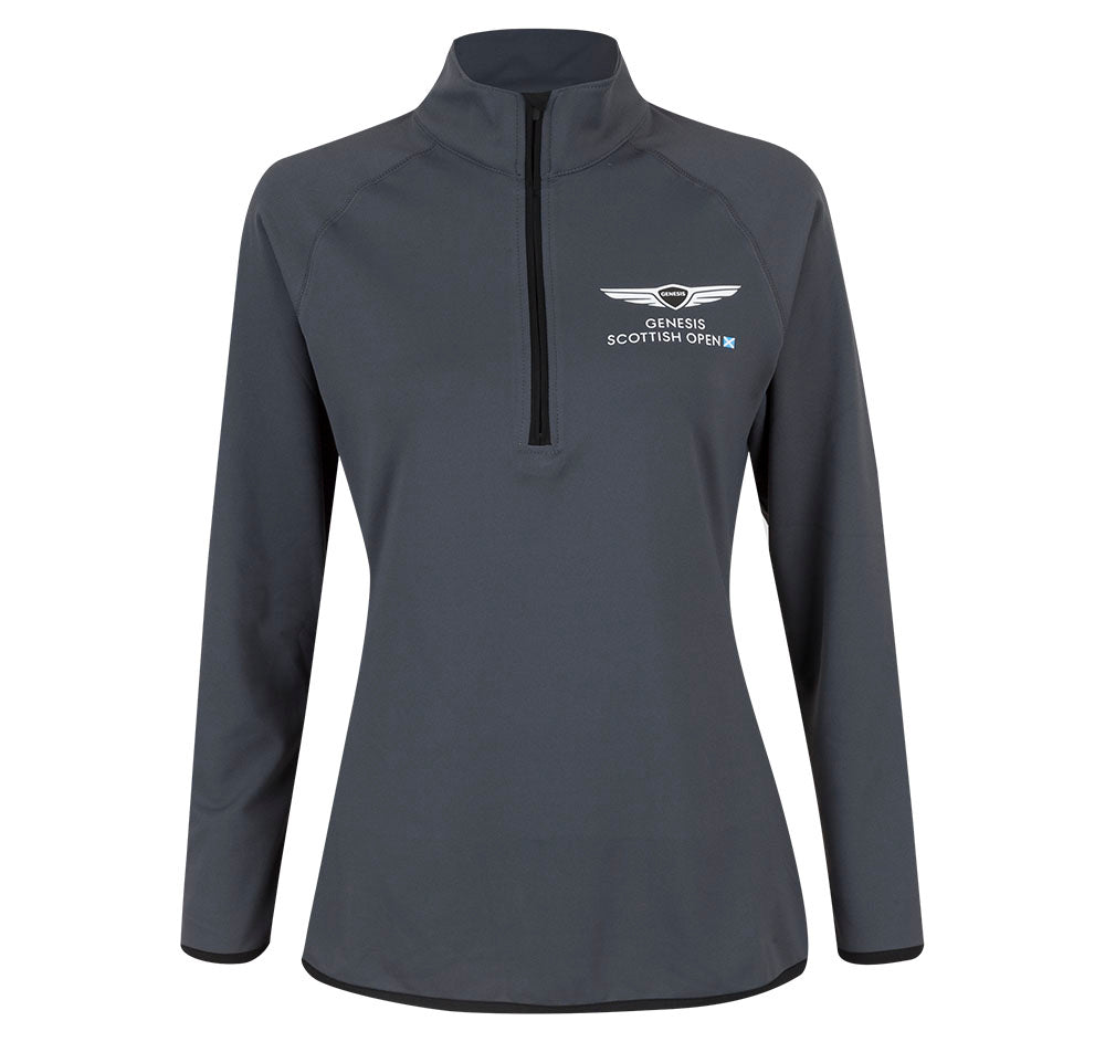 Genesis Scottish Open Women's 1/4 Zip Mid Layer - Grey - Front