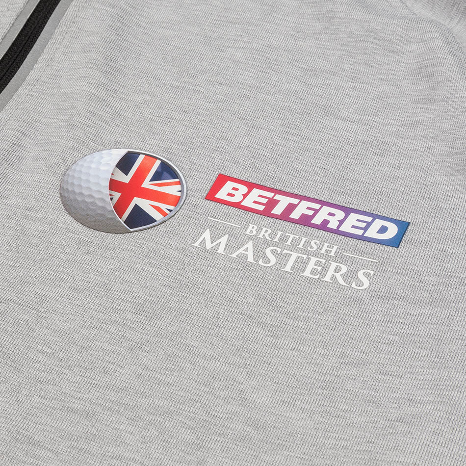 British Masters Men&#39;s 1/4 Zip Mid Layer - Grey - Badge Close-up