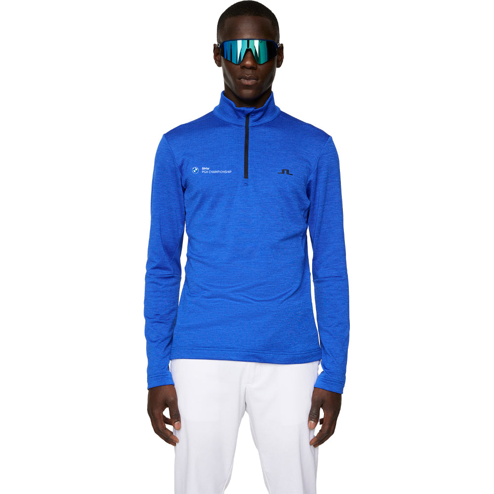 BMW PGA Championship J.Lindeberg Men&#39;s Blue Destry 1/4 Zip Mid Layer