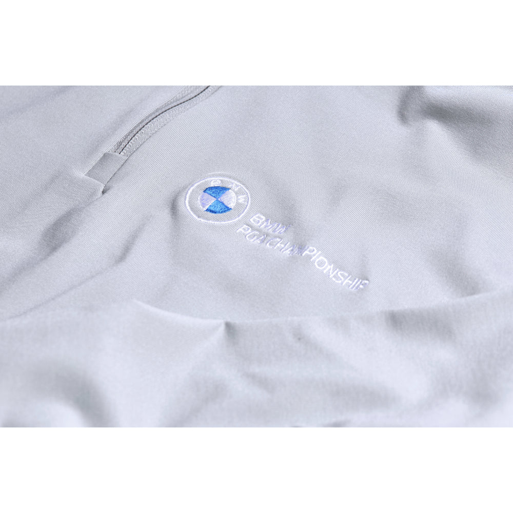 BMW PGA Championship Men's Grey 1/4 Zip Mid Layer - Badge Close-up