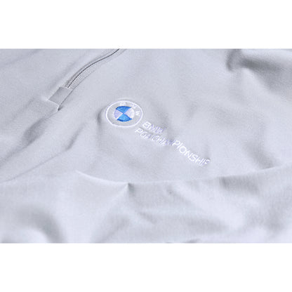 BMW PGA Championship Men's Grey 1/4 Zip Mid Layer - Badge Close-up