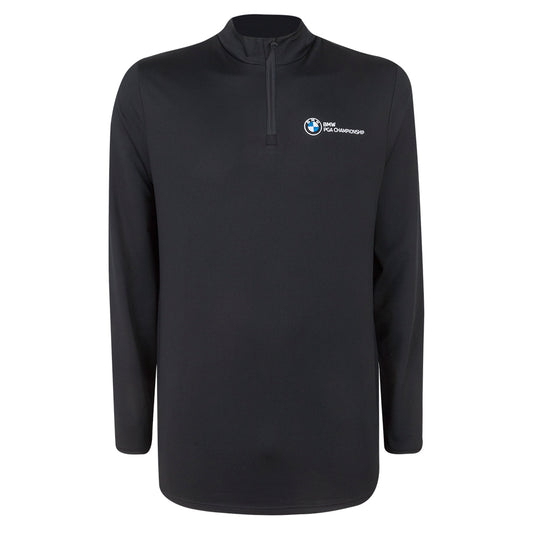 BMW PGA Championship Men's Black 1/4 Zip Mid Layer - Front