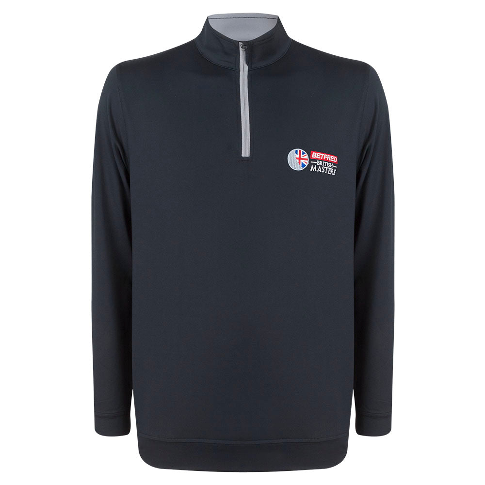 Betfred British Masters Glenmuir Men's Black 1/4 Zip Mid Layer - Front