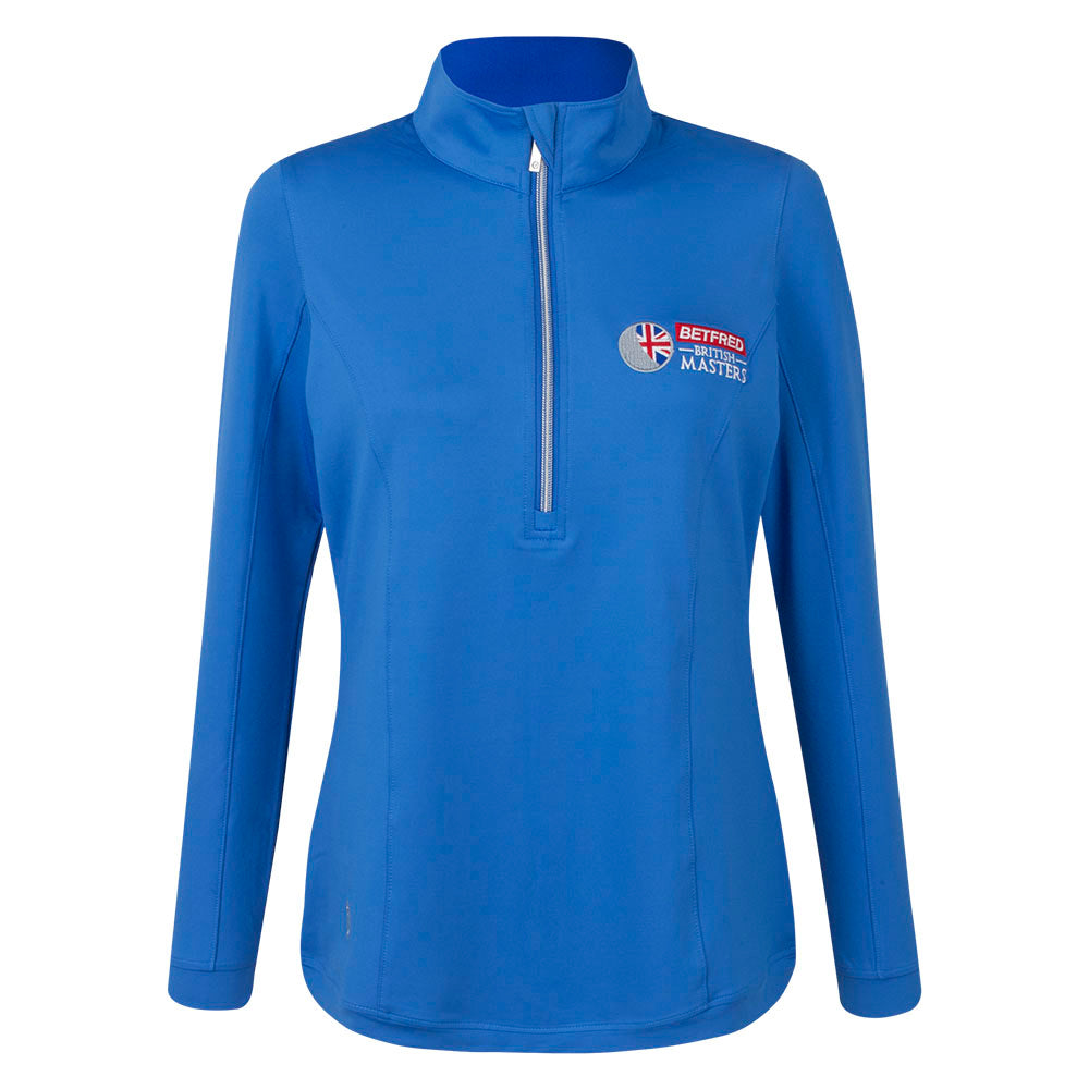Betfred British Masters Glenmuir Women's Blue 1/4 Zip Mid Layer - Front
