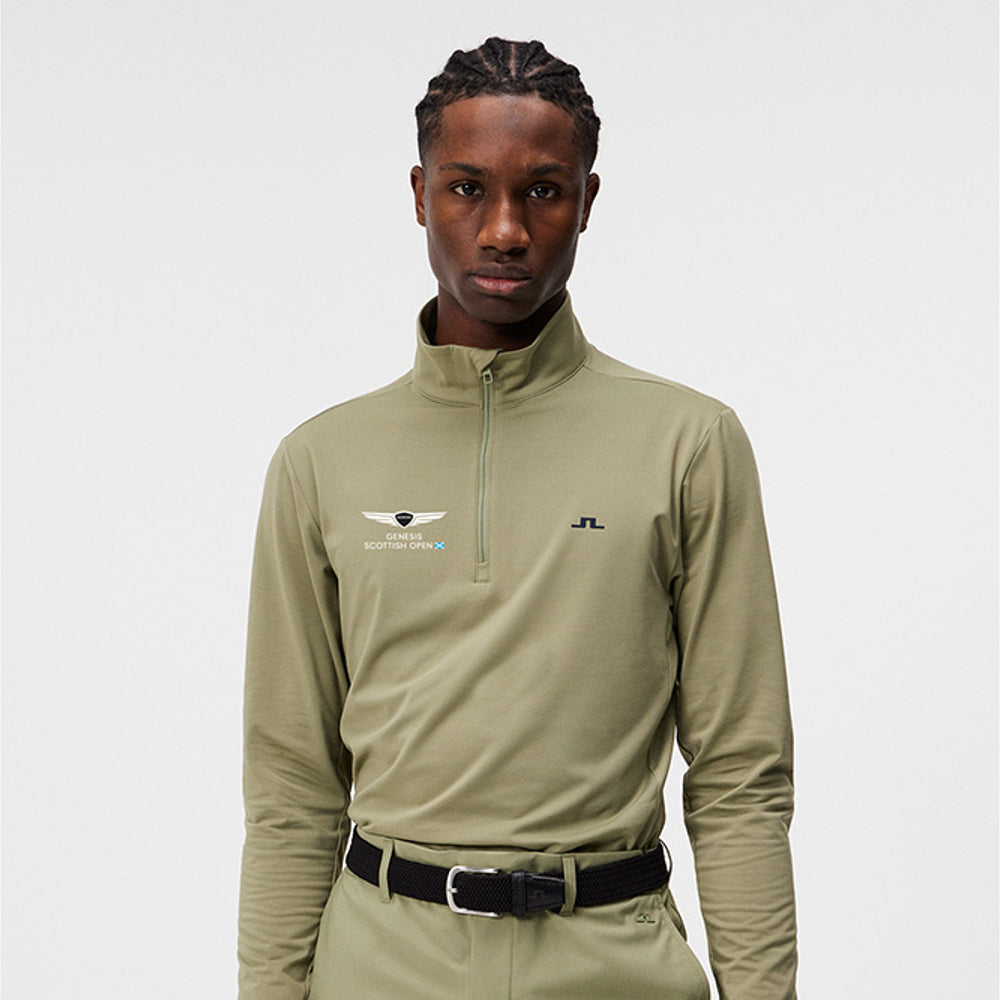 Genesis Scottish Open J.Lindeberg Men's Green 1/4 Zip Mid Layer