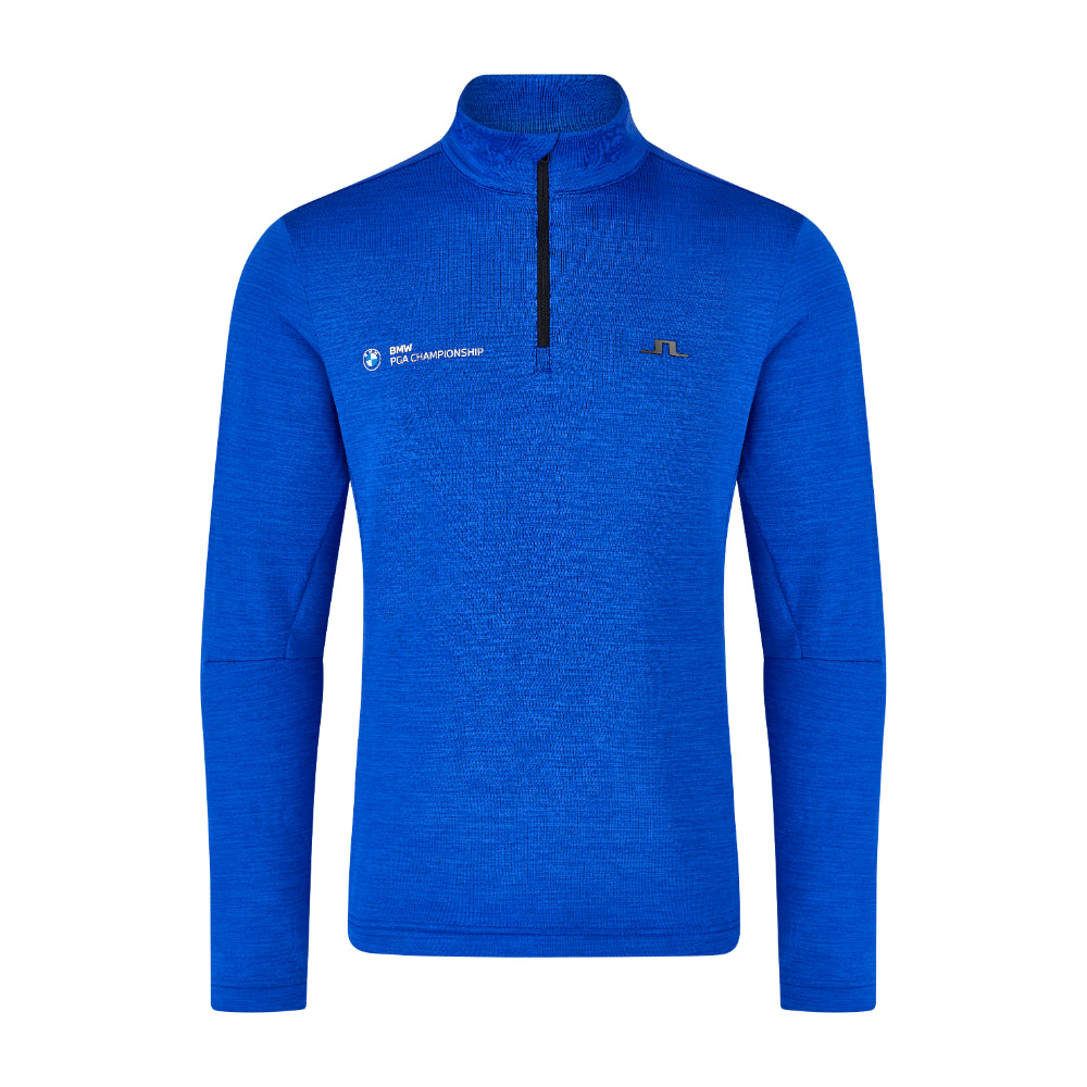 BMW PGA Championship J.Lindeberg Men's Blue Destry 1/4 Zip Mid Layer