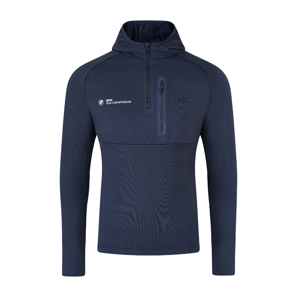 BMW PGA Championship J.Lindeberg Men's Navy Adam 1/4 Zip Hoodie