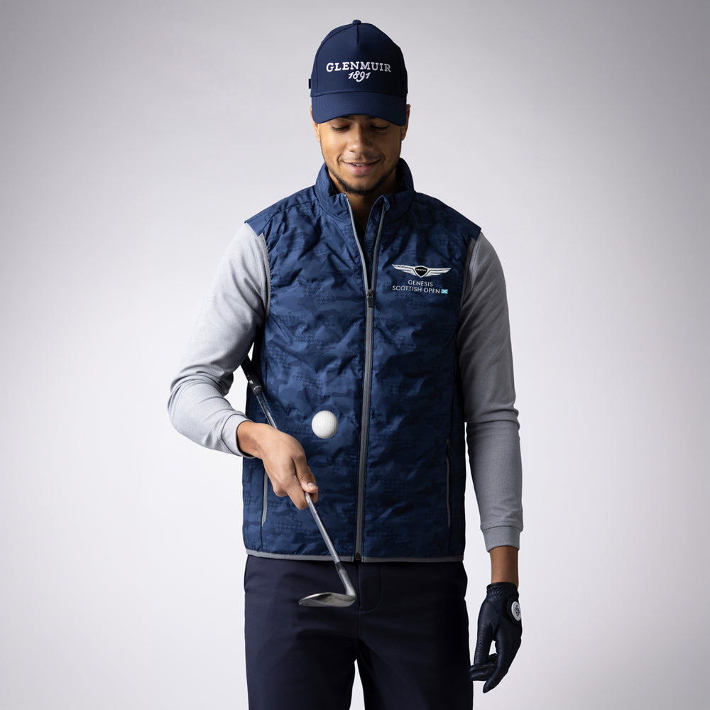 Genesis Scottish Open Glenmuir Men&#39;s Navy Camo Gilet Model