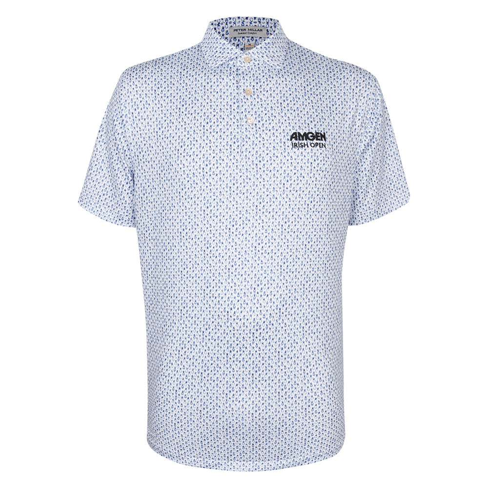 Amgen Irish Open Peter Millar Men&#39;s Pina Skullada Print Blue Polo Shirt