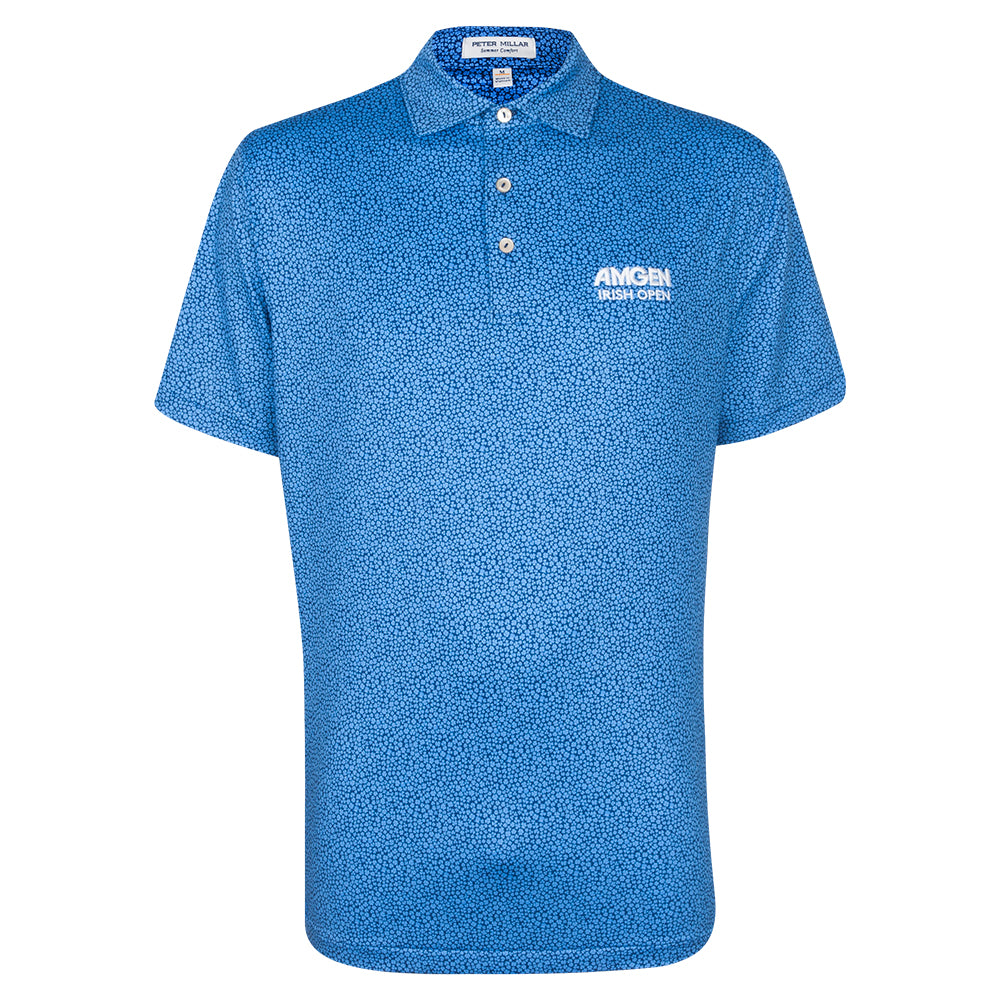 Amgen Irish Open Peter Millar Men&#39;s Luck of the Irish Blue Print Polo Shirt