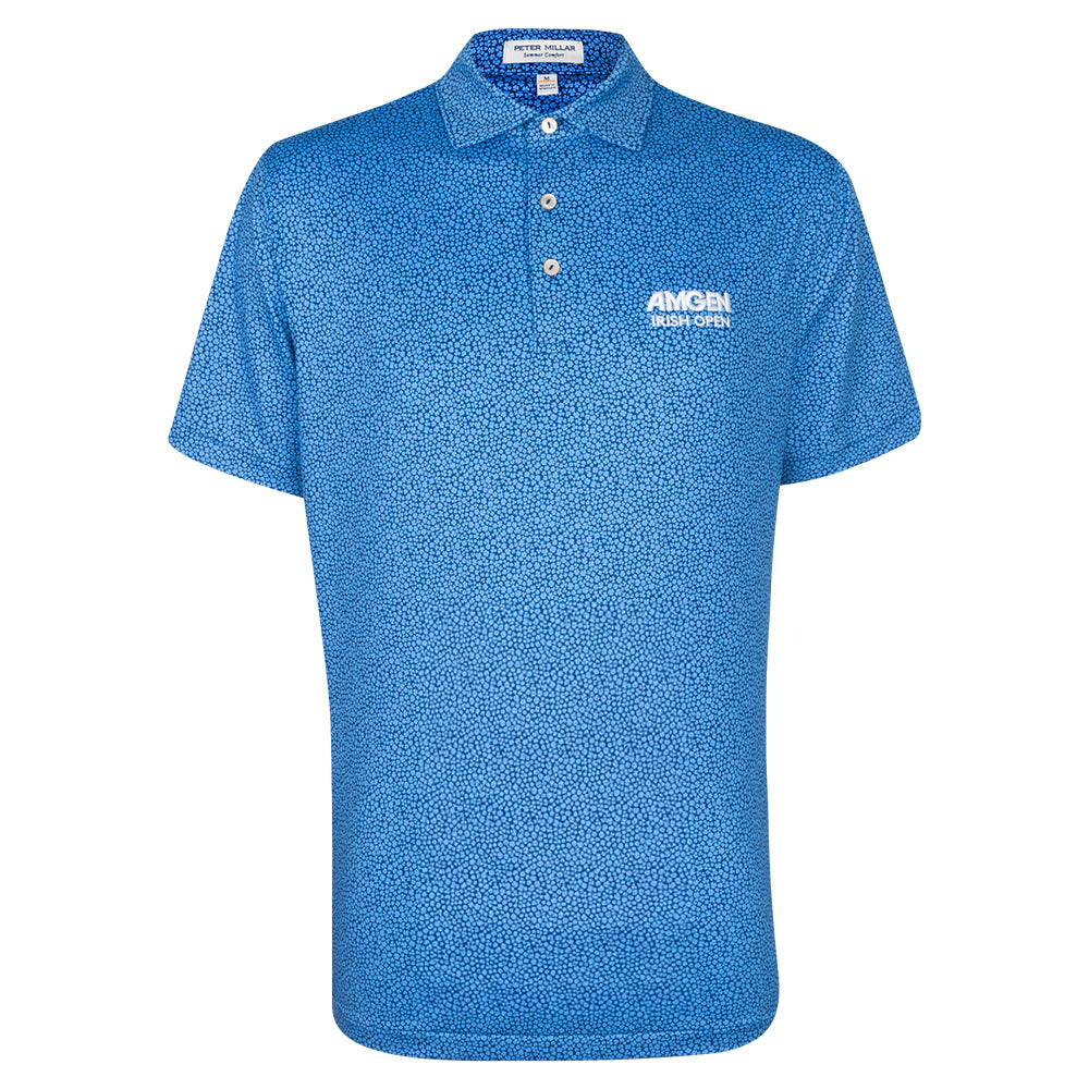 Amgen Irish Open Peter Millar Men&#39;s Luck of the Irish Blue Print Polo Shirt