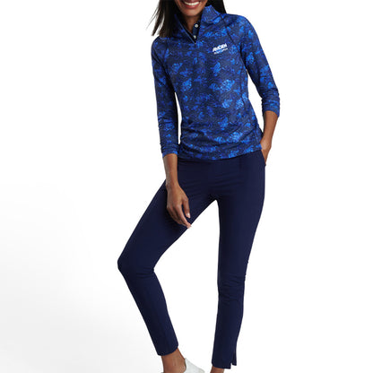 Amgen Irish Open Peter Millar Women's Blue Print 1/4 Zip Mid Layer