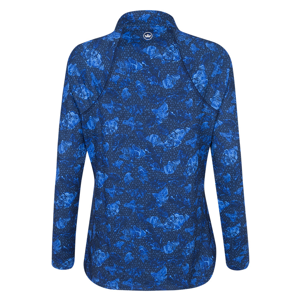 Amgen Irish Open Peter Millar Women's Blue Print 1/4 Zip Mid Layer