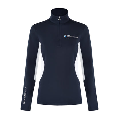 BMW PGA Championship J.Lindeberg Women's Navy Cookies 1/4 Zip Mid Layer