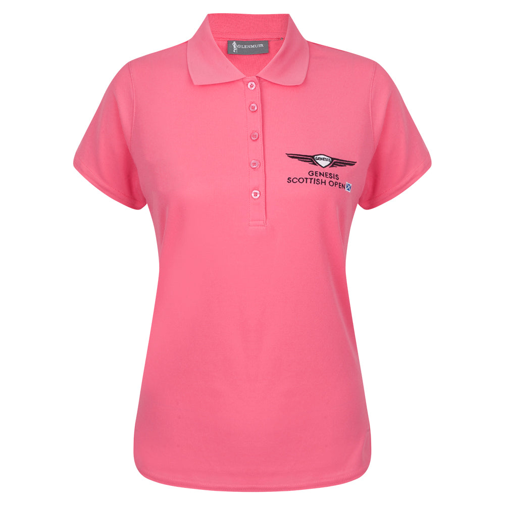 Genesis Scottish Open Glenmuir Women's Pink Polo Shirt view 1