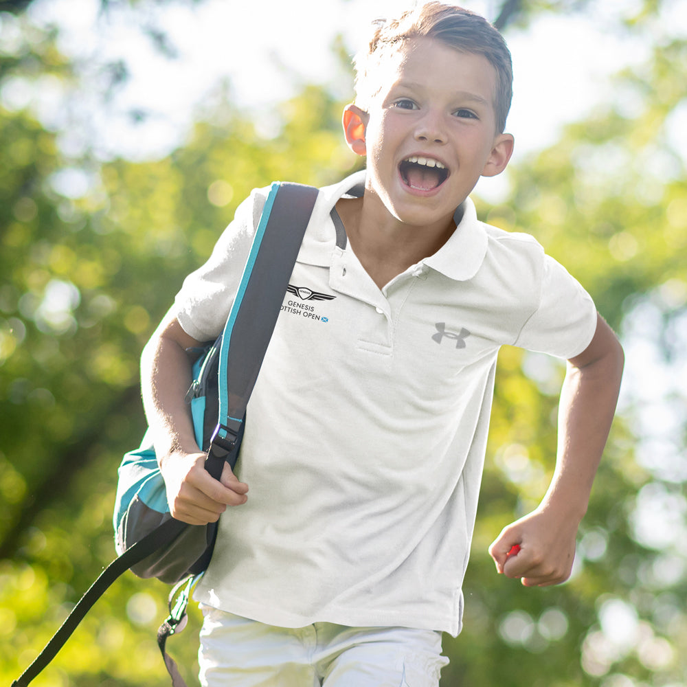 Genesis Scottish Open Under Armour Youth White Polo Shirt Model