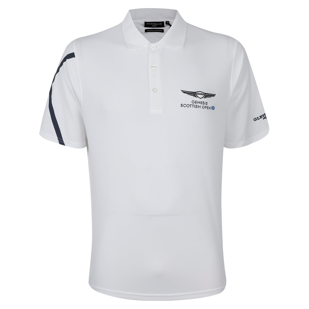 Genesis Scottish Open Glenmuir Men's White Saltire Polo - Front