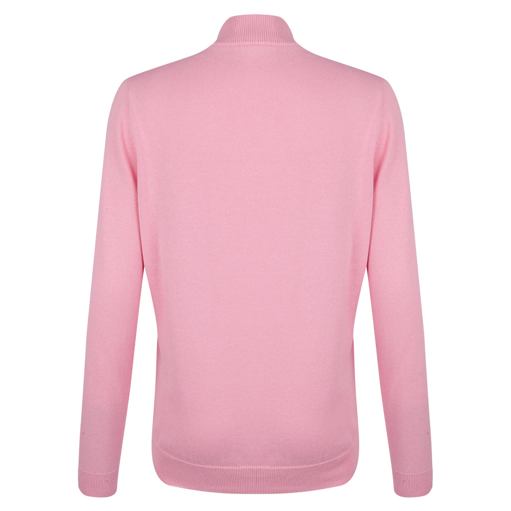 Genesis Scottish Open Glenmuir Women's Pink Saltire 1/4 Zip Sweater - Front