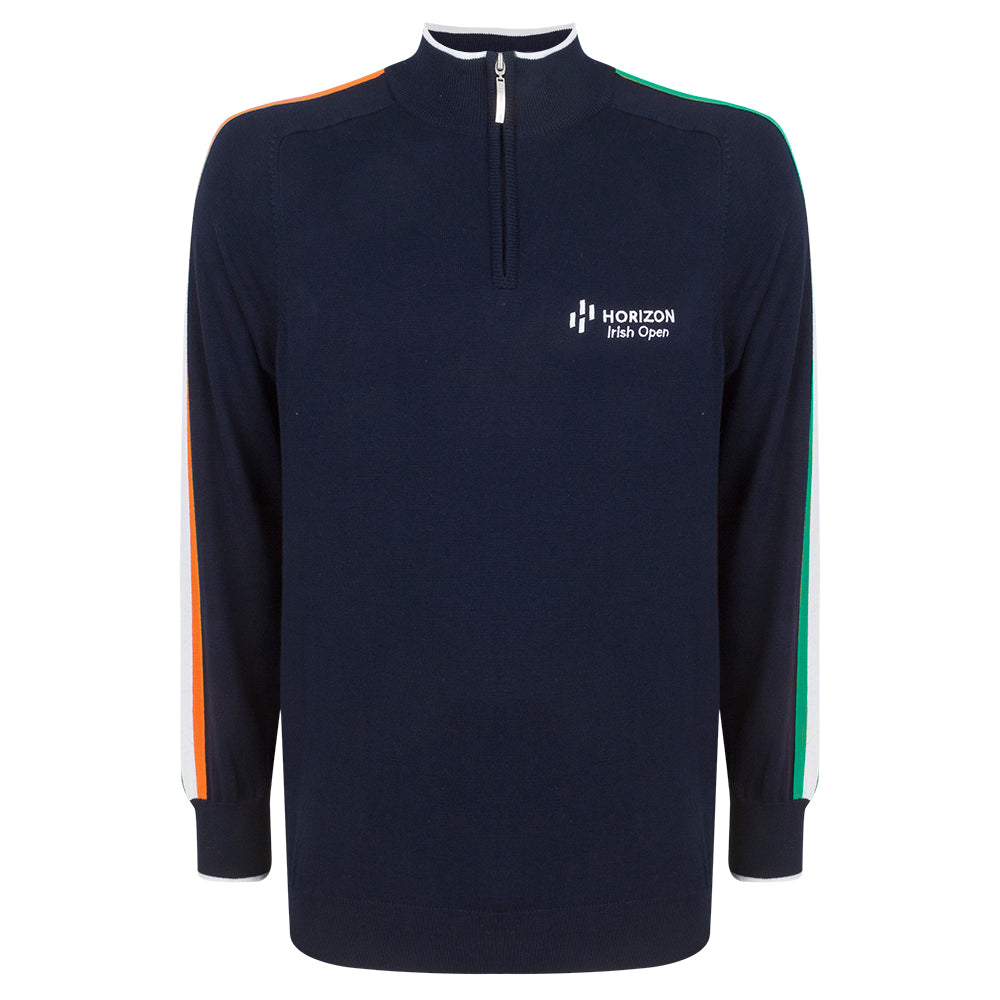 Horizon Irish Open Glenmuir Men&#39;s Navy 1/4 Zip Sweater - Front