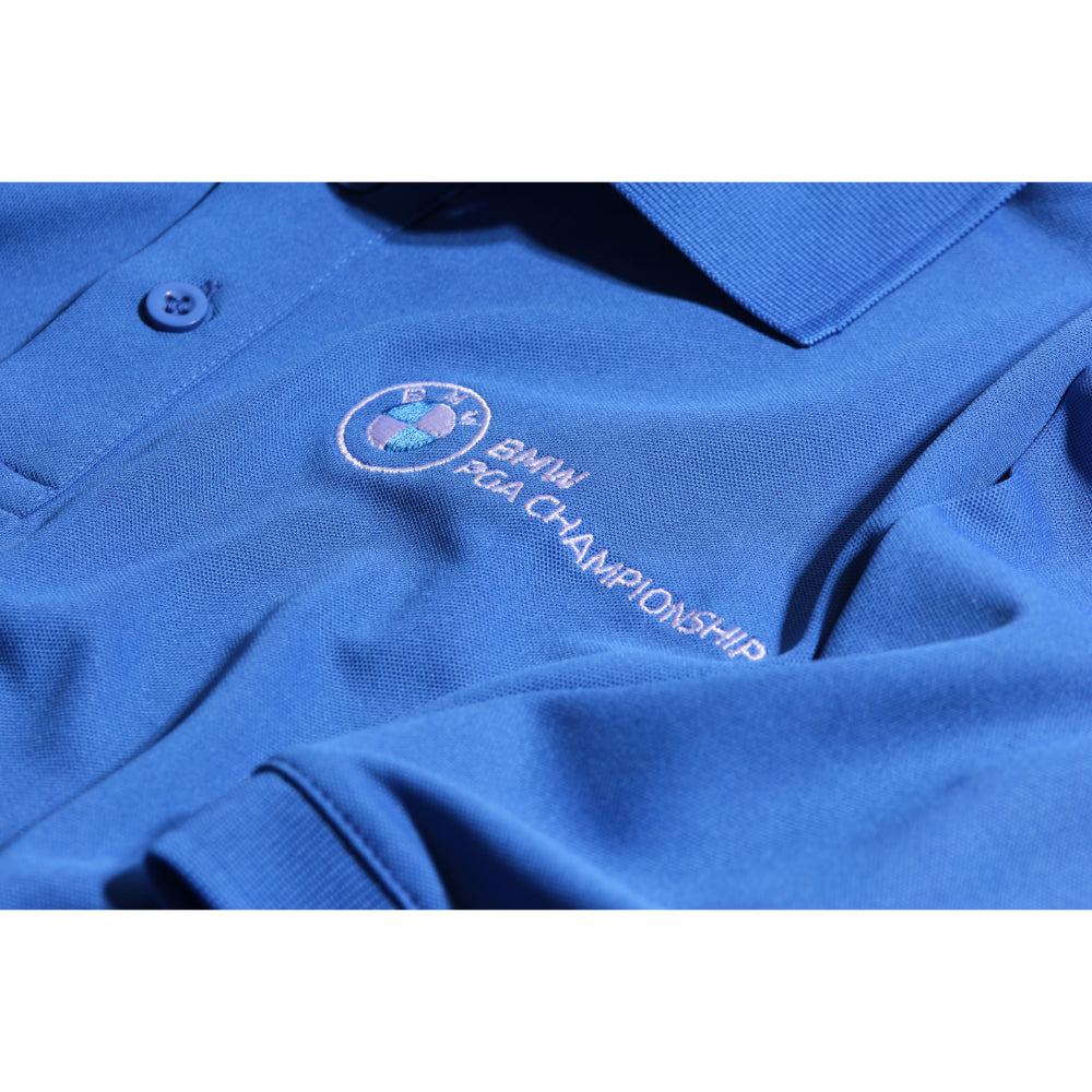 BMW PGA Championship Men&#39;s Royal Blue Polo Shirt - Badge Close-up