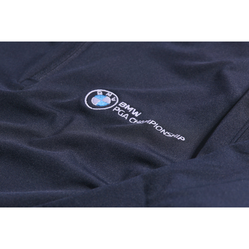 BMW PGA Championship Men's Navy 1/4 Zip Mid Layer - Badge Close-up