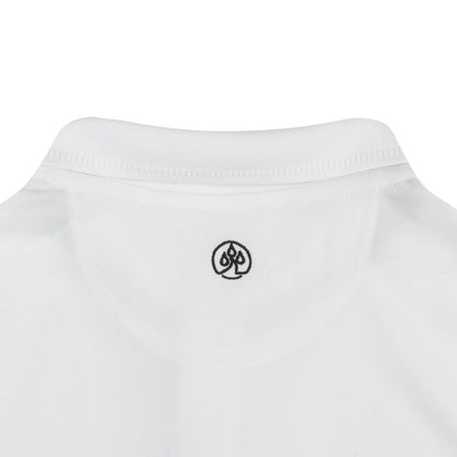 Mens DP World Tour Pique Polo Shirt - White - Back- Logo Close-up
