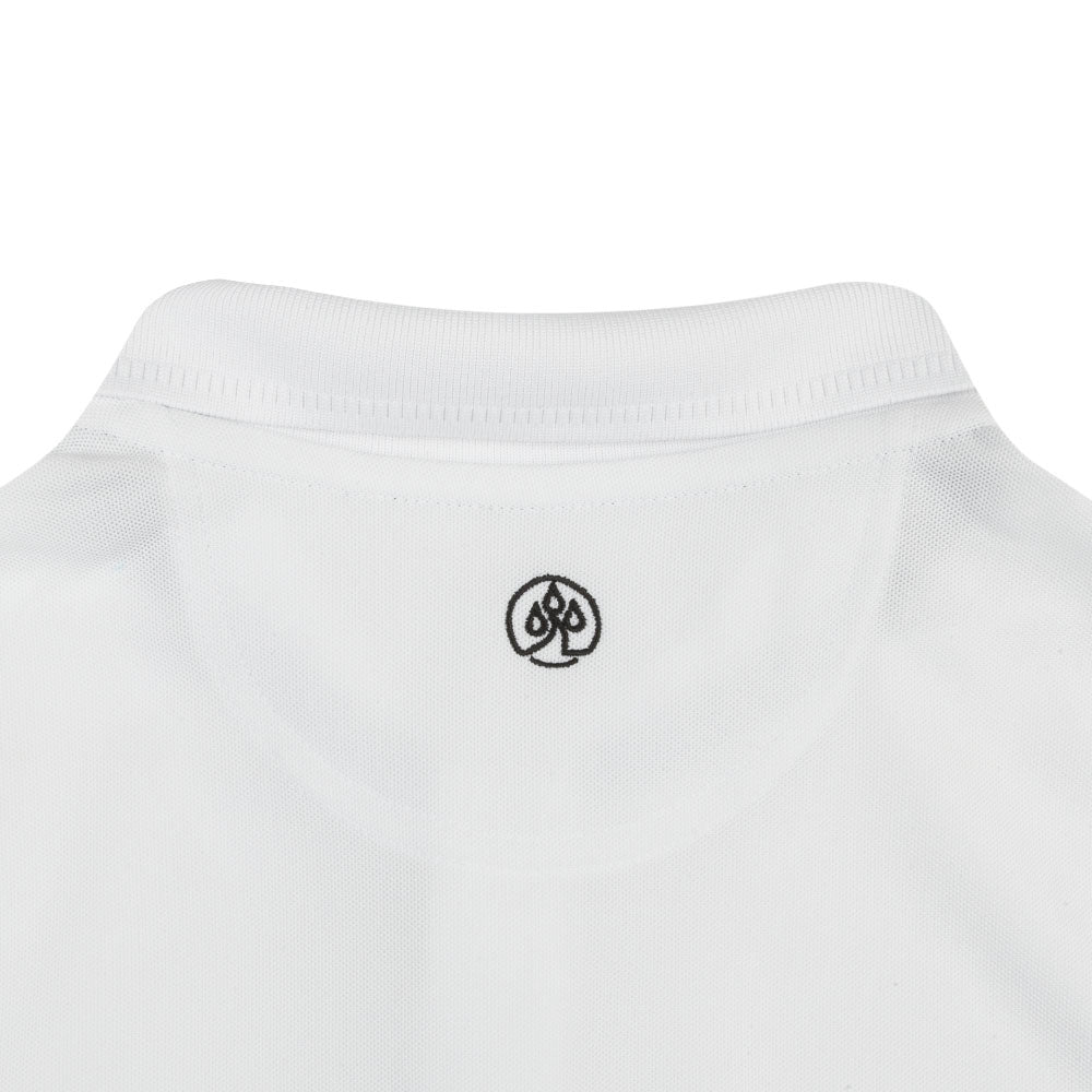 Mens DP World Tour Pique Polo Shirt - White - Back- Logo Close-up